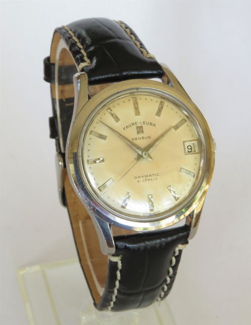 fig 1. Gents 1950s Favre Leuba Daymatic wrist watch