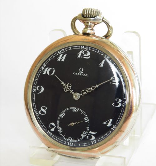Silver Omega Pocket Watch with Rare Dial, 1938