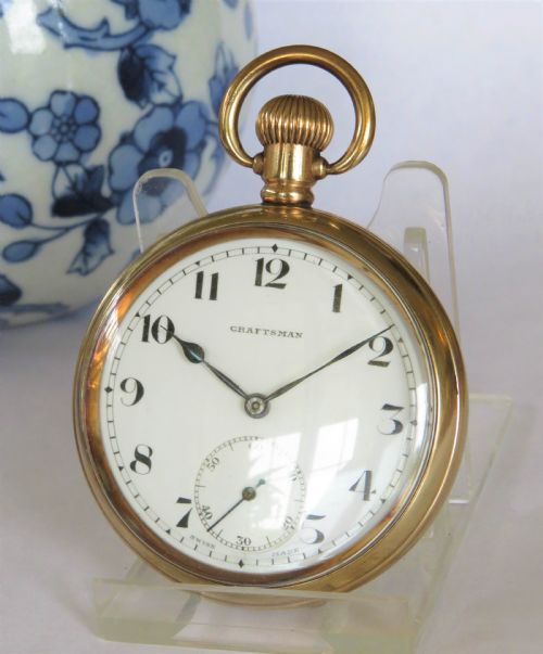 fig 1. 1930s Craftsman gold plated pocket watch
