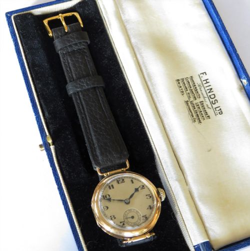fig 1. Mid-size 9ct gold wrist watch, 1926