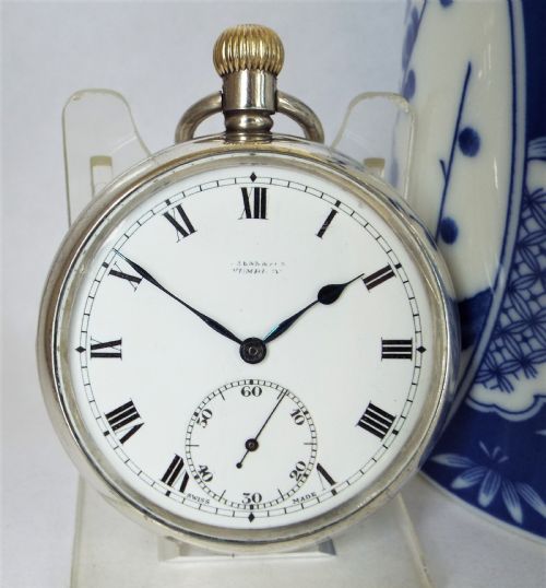 1930s Silver Herald Pocket Watch by Revue Thommen.
