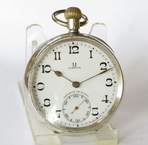 fig 1. Antique silver Omega pocket watch