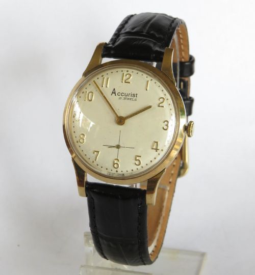 Gents 9ct Gold Accurist Wrist Watch, 1956