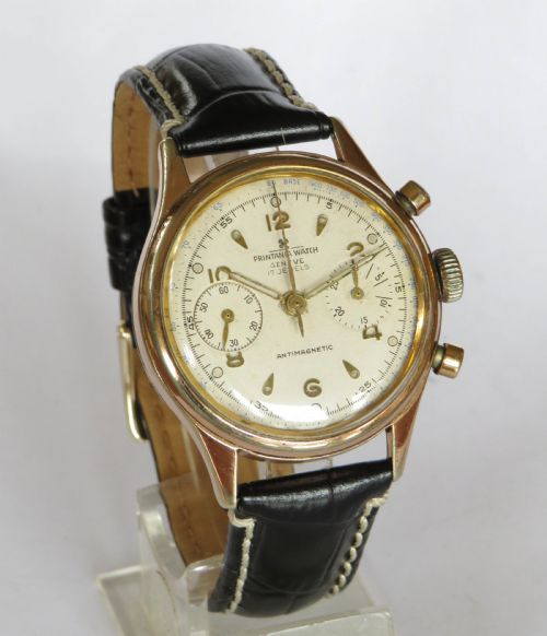fig 1. Gents 1950s Printania chronograph wrist watch