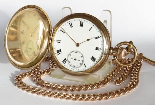 Antique Waltham Full Hunter Pocket Watch and Double Albert