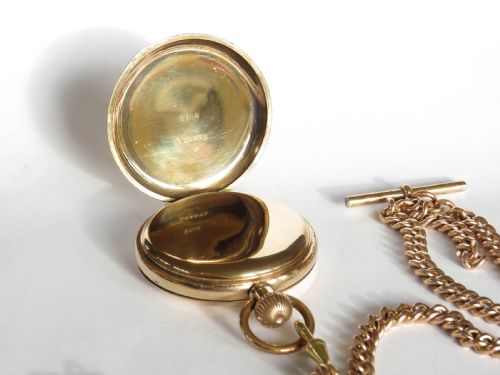 fig 1. Antique Waltham full hunter pocket watch and double albert