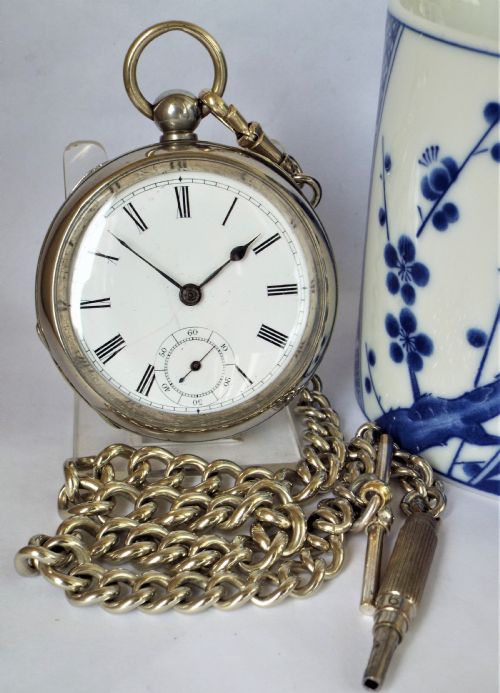 Vintage 1920s Swiss Pocket Watch & Chain.