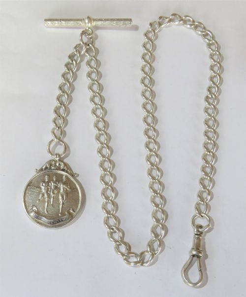 Antique Silver Pocket Watch Albert Chain