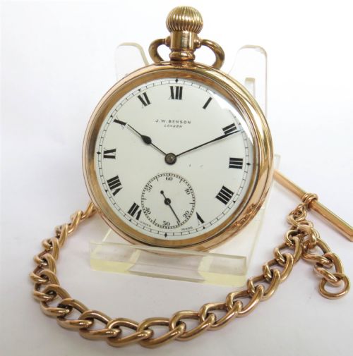 Antique J W Benson Pocket Watch and Chain