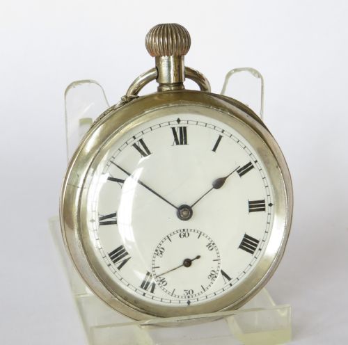 fig 1. Antique 1919 Swiss silver pocket watch