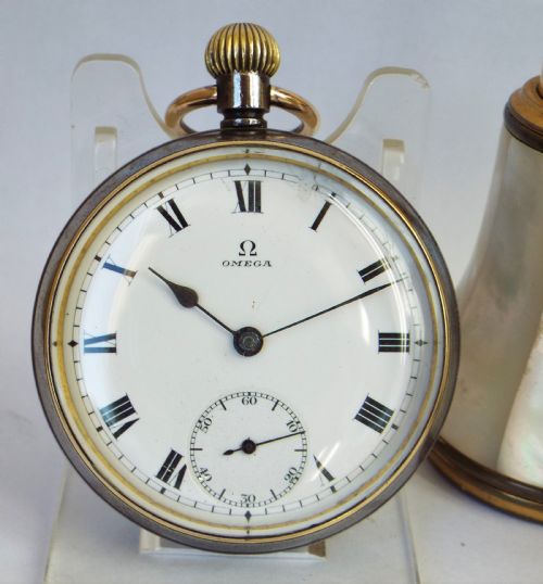 An Antique Gun Metal Omega Pocket Watch 1914.