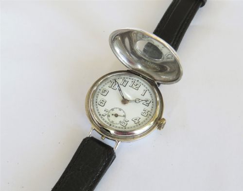 fig 2. Antique silver half hunter wrist watch