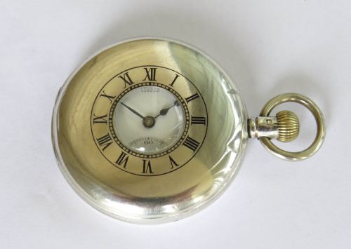 Silver Cyma Half Hunter Pocket Watch for J W Benson