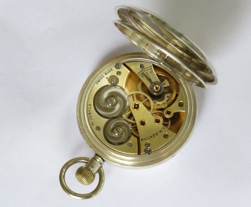 fig 2. Silver Cyma half hunter pocket watch for J W Benson