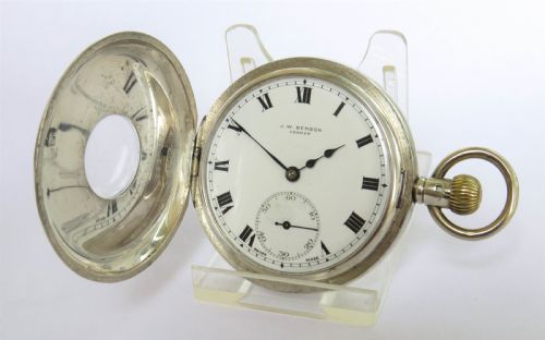 fig 4. Silver Cyma half hunter pocket watch for J W Benson