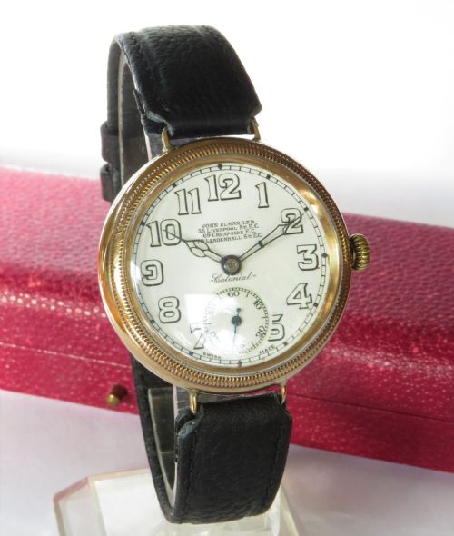 fig 1. Gents 9ct gold Colonial wrist watch, John Elkan