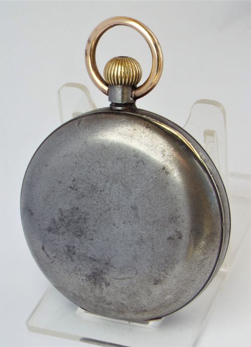 fig 1. An antique gun metal Omega pocket watch c1910.