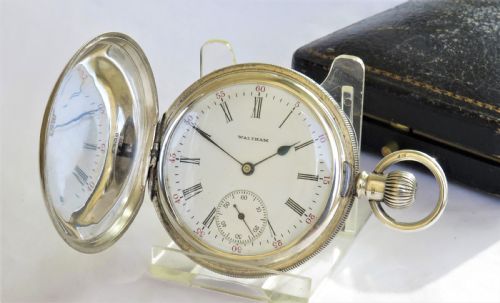 Antique Silver Waltham Full Hunter Pocket Watch