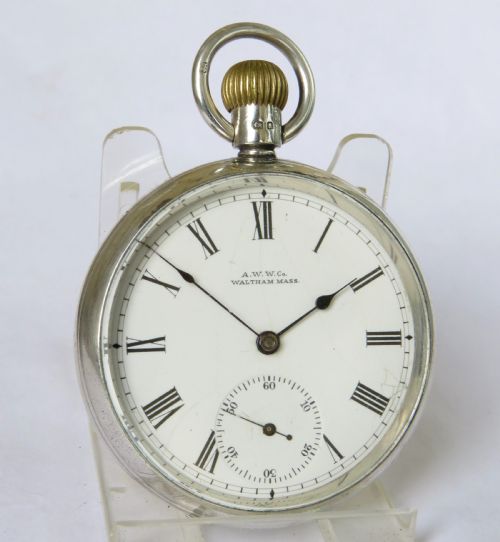 fig 1. Antique Waltham silver pocket watch