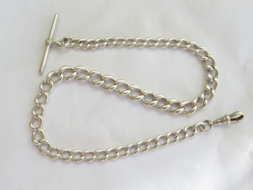 Antique Single Silver Pocket Watch Albert Chain