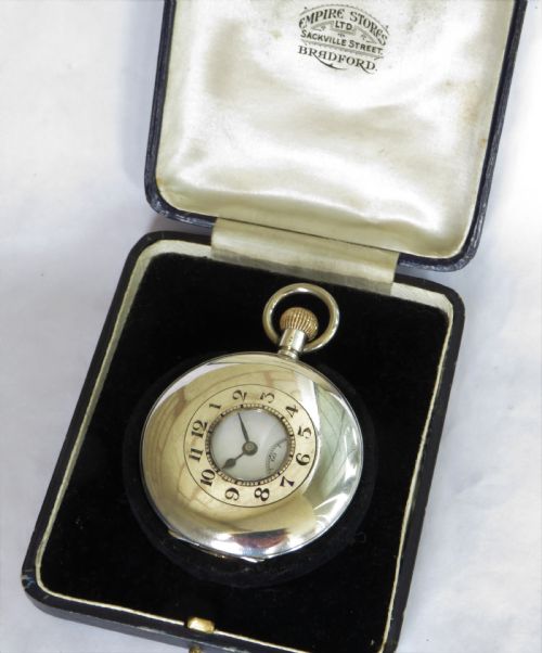 Antique Silver Tavannes Half Hunter Pocket Watch