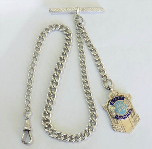 Single Silver Pocket Watch Chain & Gwr Fob