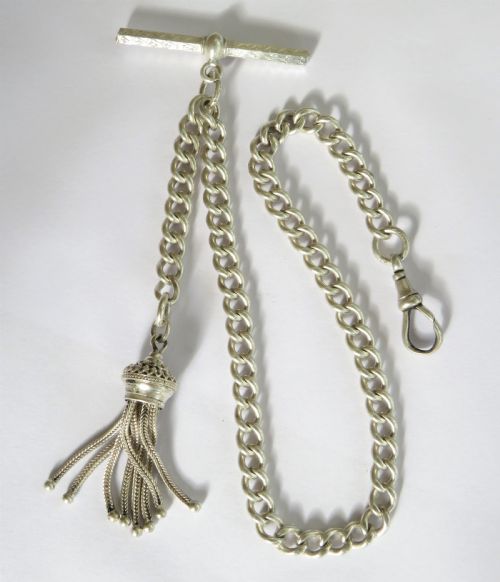 Antique Silver Single Pocket Watch Chain