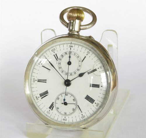 Antique Didisheim Silver Chronograph Pocket Watch, C1900