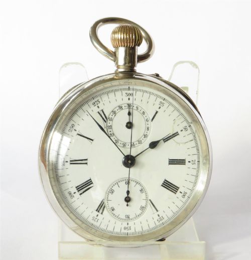 fig 1. Antique Didisheim silver chronograph pocket watch, c1900