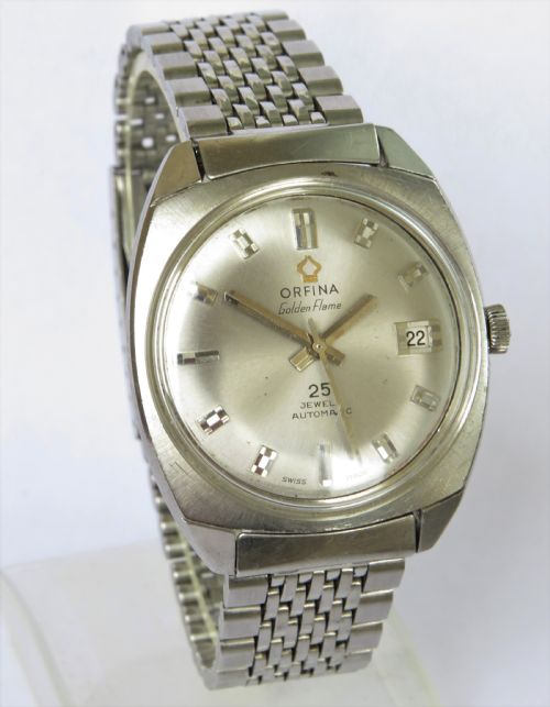 fig 1. Gents 1960s Orfina Golden Flame automatic wrist watch