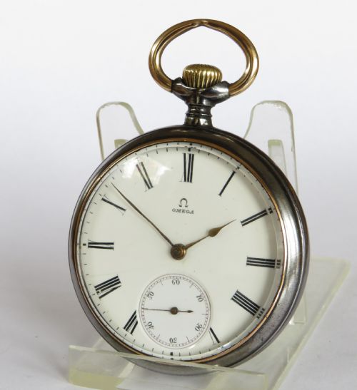 Antique Omega Gun Metal Pocket Watch