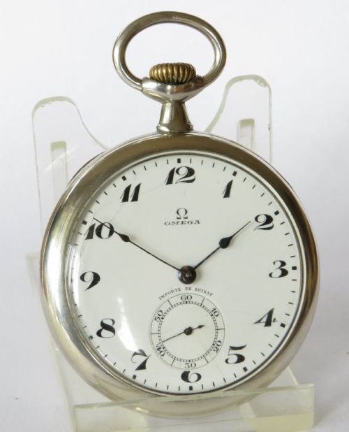 fig 1. Antique silver Omega pocket watch