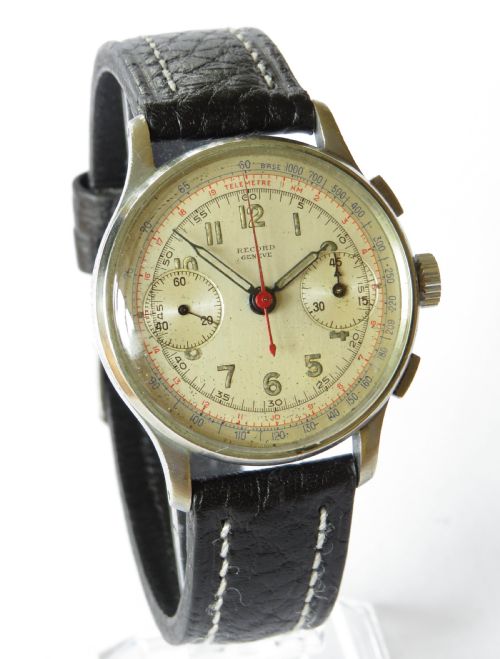 fig 1. Gents 1940s Record chronograph wrist watch