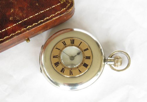 Antique Silver and Rose Gold Electa Half Hunter Pocket Watch