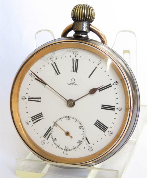 Antique Omega Gun Metal Pocket Watch