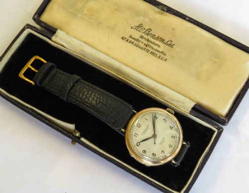 fig 1. Gents 9ct gold Longines Benson watch, Army link