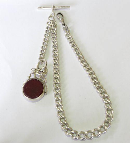Victorian Silver Watch Chain and Swivel Fob