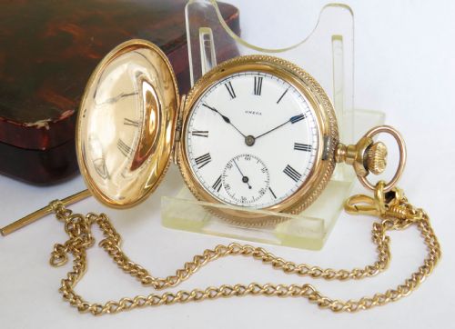 Ladies Omega Full Hunter Fob Watch & Chain