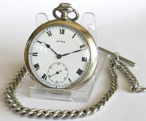 A 1920s Cyma Pocket Watch with Chain.