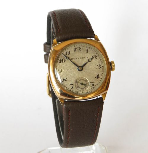fig 1. Mid-size 9ct gold Grosvenor wrist watch