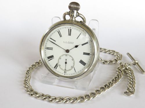 Antique Silver Ehrhardt Pocket Watch & Chain