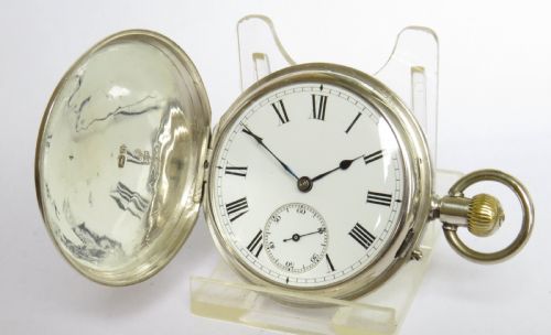 Antique Silver English Watch Co Full Hunter Pocket Watch