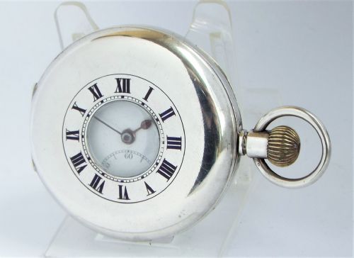 Antique Silver Buren Half Hunter Pocket Watch.
