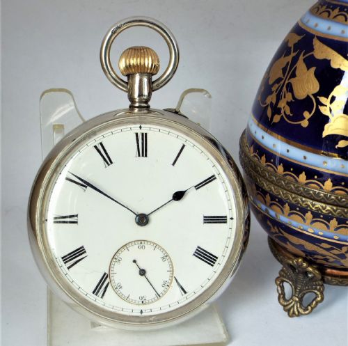 A Late Victorian English Silver Pocket Watch by the Errington Watch Company.