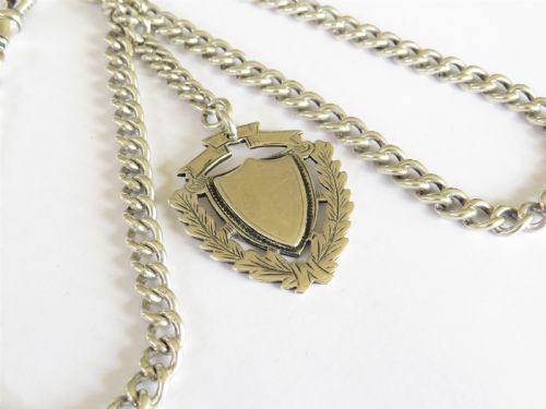 fig 1. Antique silver double watch chain and fob