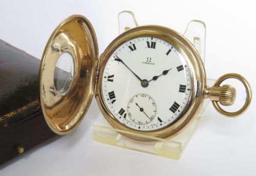 fig 2. Antique Omega half hunter pocket watch