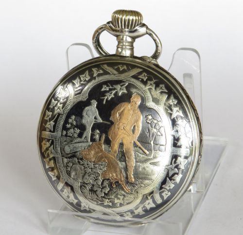 fig 2. Antique niello ware Swiss pocket watch