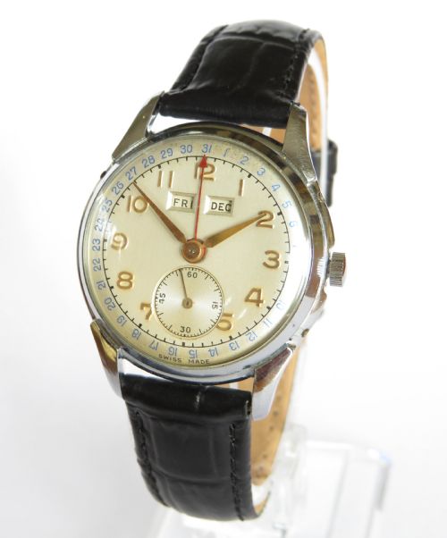Gents 1950s Triple Date Wrist Watch