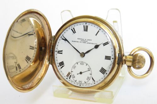 A 1920s Record Full Hunter Pocket Watch Originally Retailed by Kendal & Dent London.