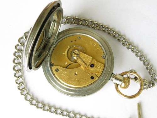 fig 1. Antique Waltham pocket watch and chain